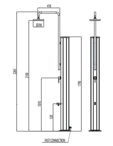 Prysznic  ze stali nierdzewnej (zbiornik solarny) KOLOR ANTRACYTOWY INOX Astral pool