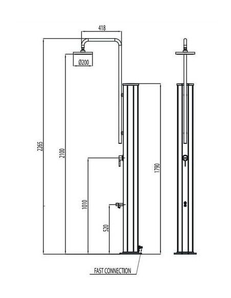 Prysznic  ze stali nierdzewnej (zbiornik solarny) KOLOR ANTRACYTOWY INOX Astral pool