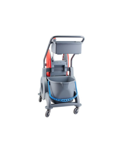 Wózek do sprzątania dwuwiadrowy 30 l (2 x 15 l), z kuwetą 8 l, szary/czerwony Merida