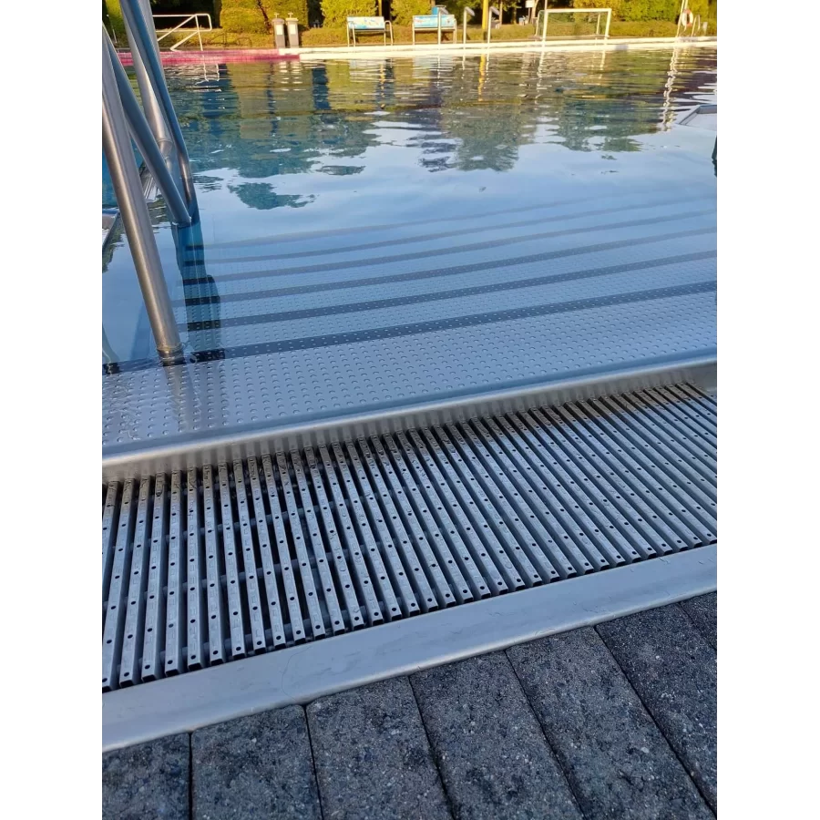 Kratki rynny przelewowej do basenu ze stali nierdzewnej